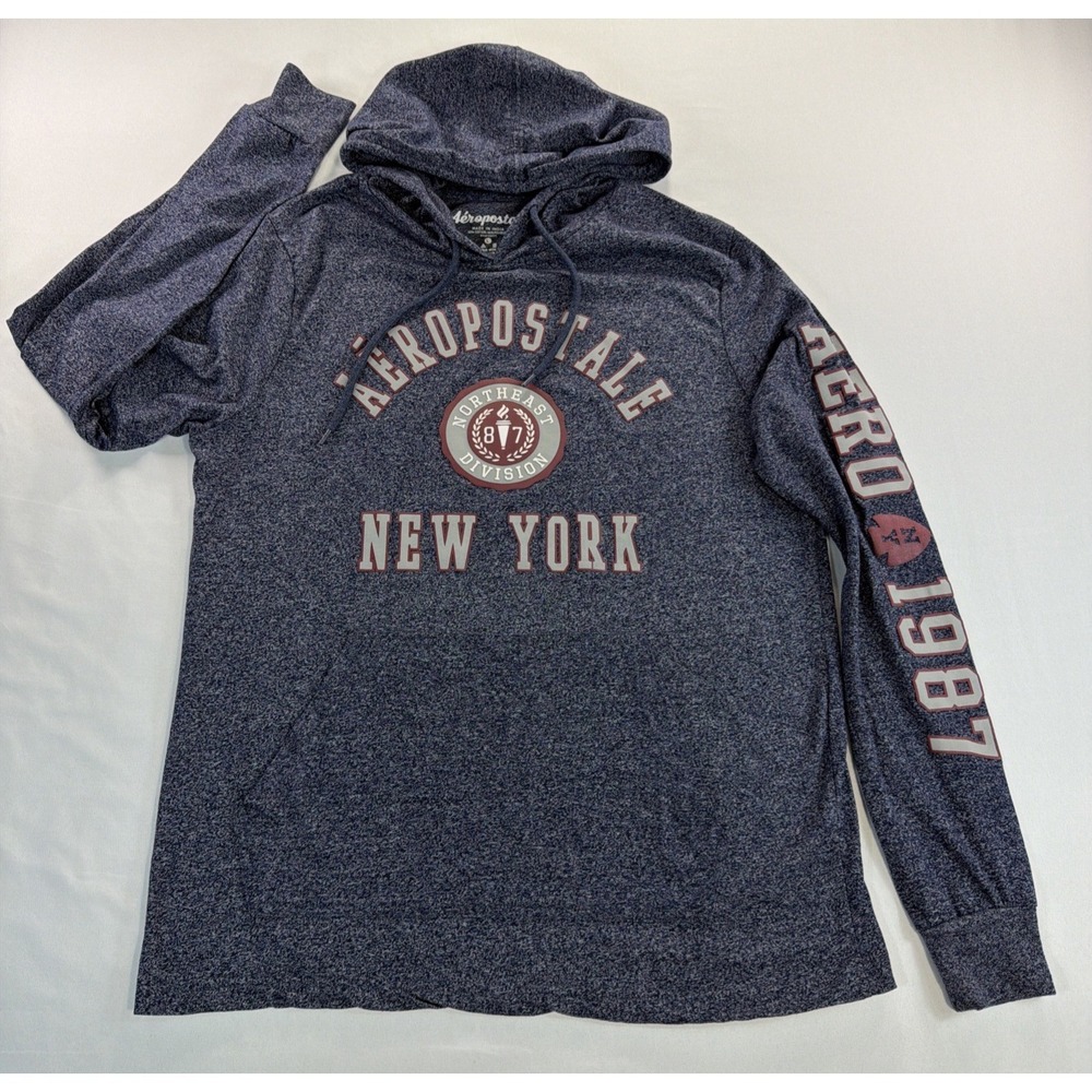 Aeropostale Hoodie Men's Large New York Logo Long Sleeve Pullover Tee